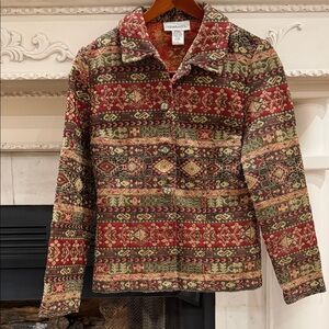 Vintage Tapestry Blazer Jacket  boho western southwestern Aztec - Size 6